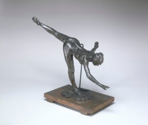 グランデアラベスク、3回目（最初のアラベスクペンチ）c.1885-1890（緑がかった茶色と黒いプラスチリン） 作： Edgar Degas